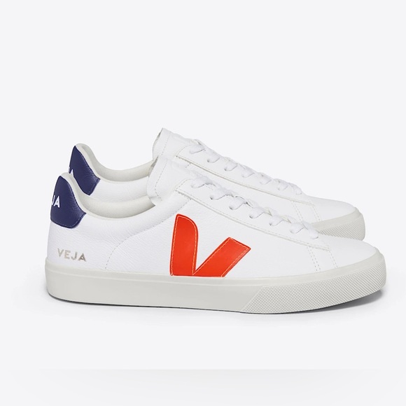 Veja EXCELLENT Campo White Fluo leather sneaker navy/orange best seller -6 - Picture 2 of 13